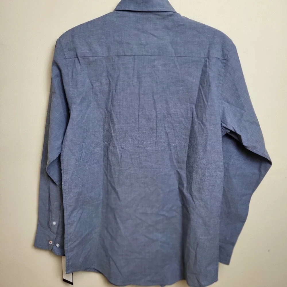 Tommy Hilfiger Boys Sz 20 Blue Chambray Button Down Shirt‎ Plaid Clip On Tie NWT